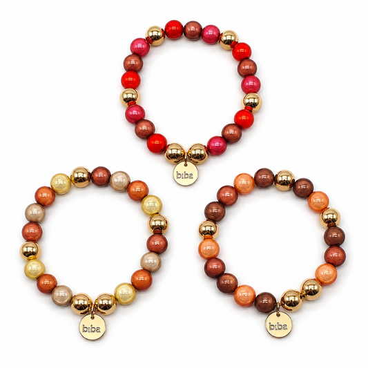 Armband elastisch space beads 20 cm Braun Grün Rot extra groß