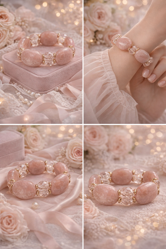 Armband Stretch Altrosa Marmor- Look Stylisch Modern Nickelfrei Romantisch Yehwang