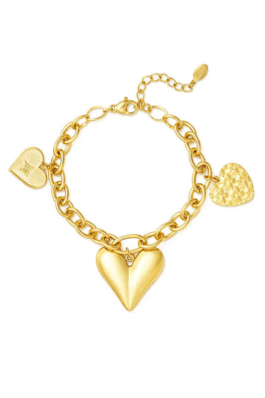 Armband Charm-Armband Dreifachherz Goldfarben Nickelfrei Yehwang