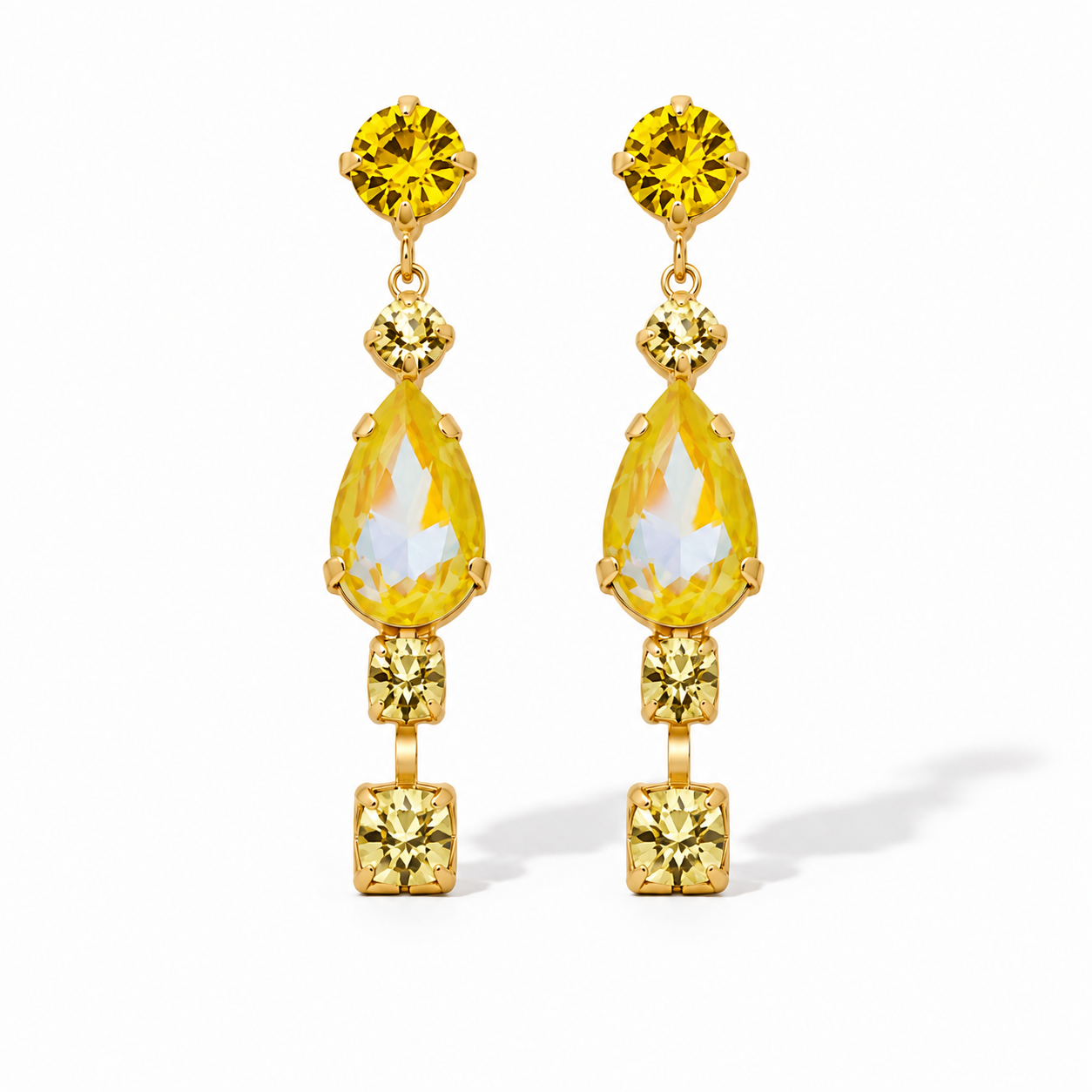 Biba Ohrringe Ohrhänger Strass Grau Rosa Weiß Gelb Gold Elegant Festlich Nickelfrei