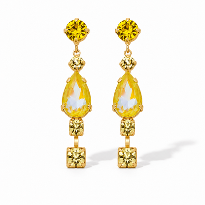 Biba Ohrringe Ohrhänger Strass Grau Rosa Weiß Gelb Gold Elegant Festlich Nickelfrei