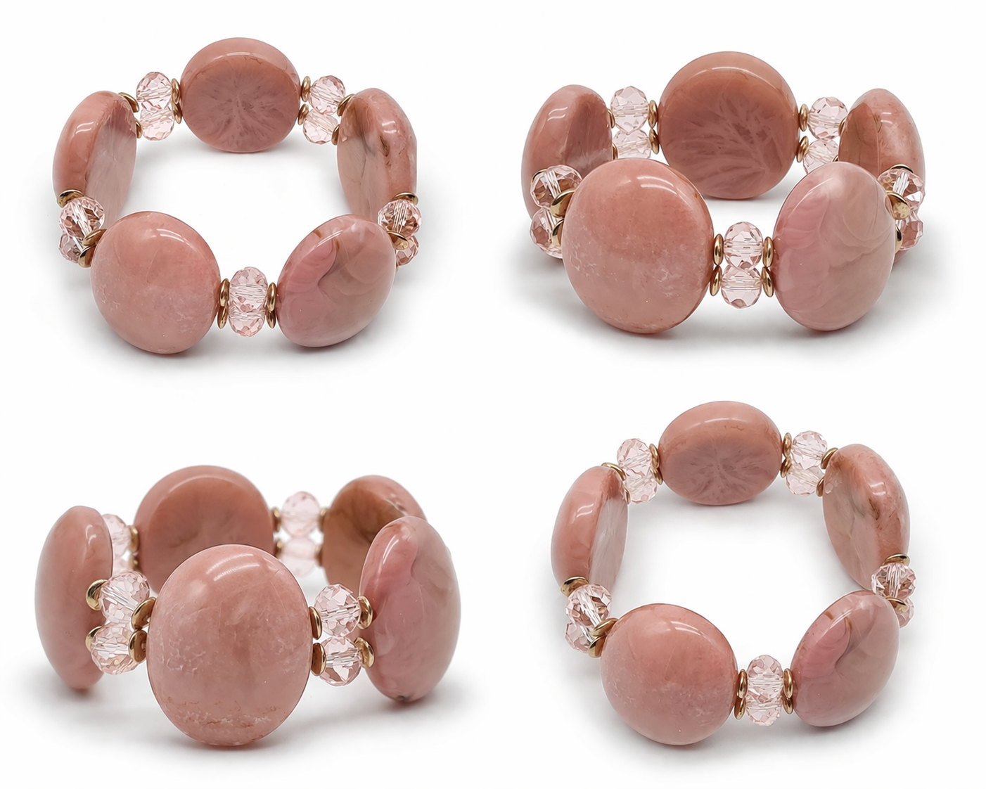Armband Stretch Altrosa Marmor- Look Stylisch Modern Nickelfrei Romantisch Yehwang