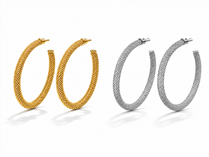 Creolen Netz-Optik Silber- Goldfarben Ohrringe nickelfrei stilvoll elegant Yehwang