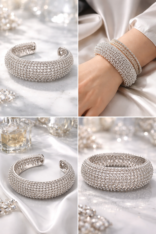 Armreif Silberfarben Edelstahl Nickelfrei Ausgefallen Geschenk Kombinierbar Yehwang