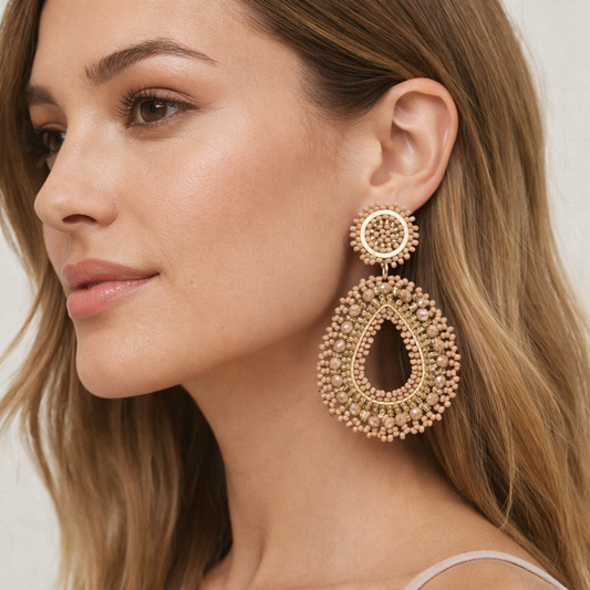 Ohrringe Ohrhänger Orient Princess Beige Tropfenform Nickelfrei Sweet7