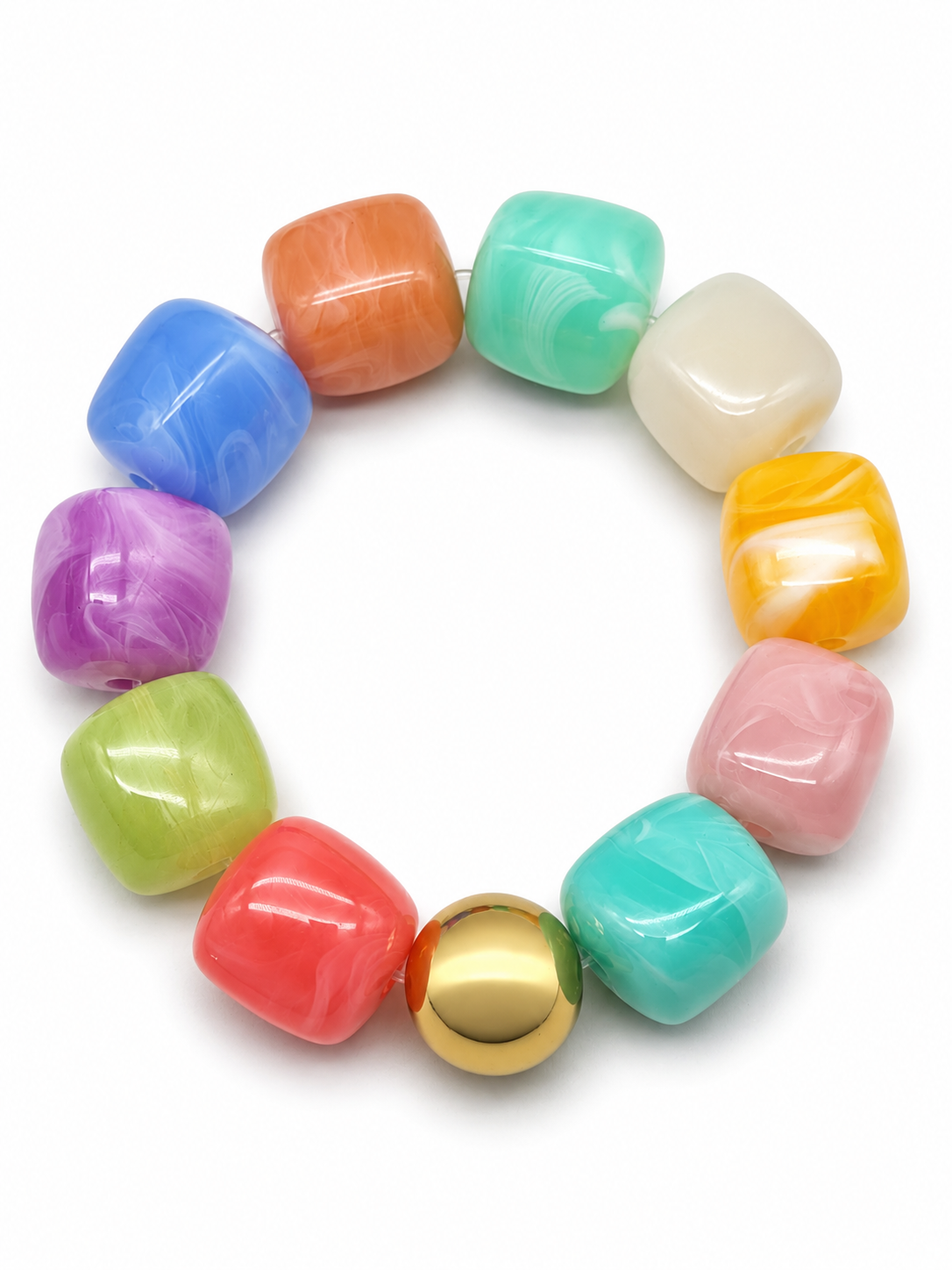 Armband Bricks Bunt elastisch Rot Gelb Schwarz Petrol Grün Goldfarben