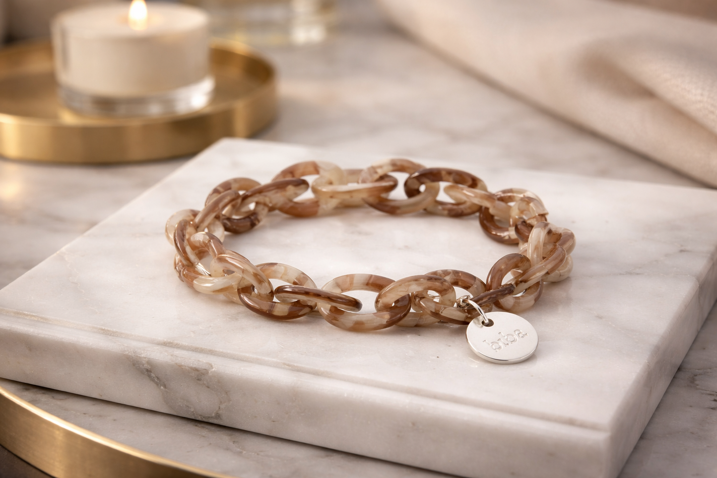 Armband Gliederarmband Hellblau Braun Beige Acryl Nickelfrei Biba