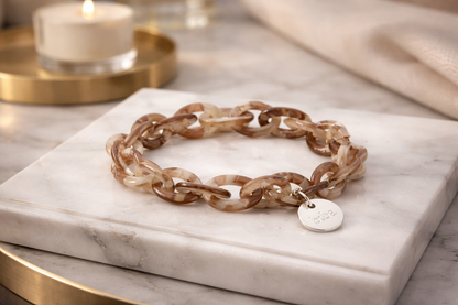 Armband Gliederarmband Hellblau Braun Beige Acryl Nickelfrei Biba