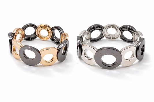 Armband elastisches Zweifarbig Satiniert Glänzend Gun Metal Amorino