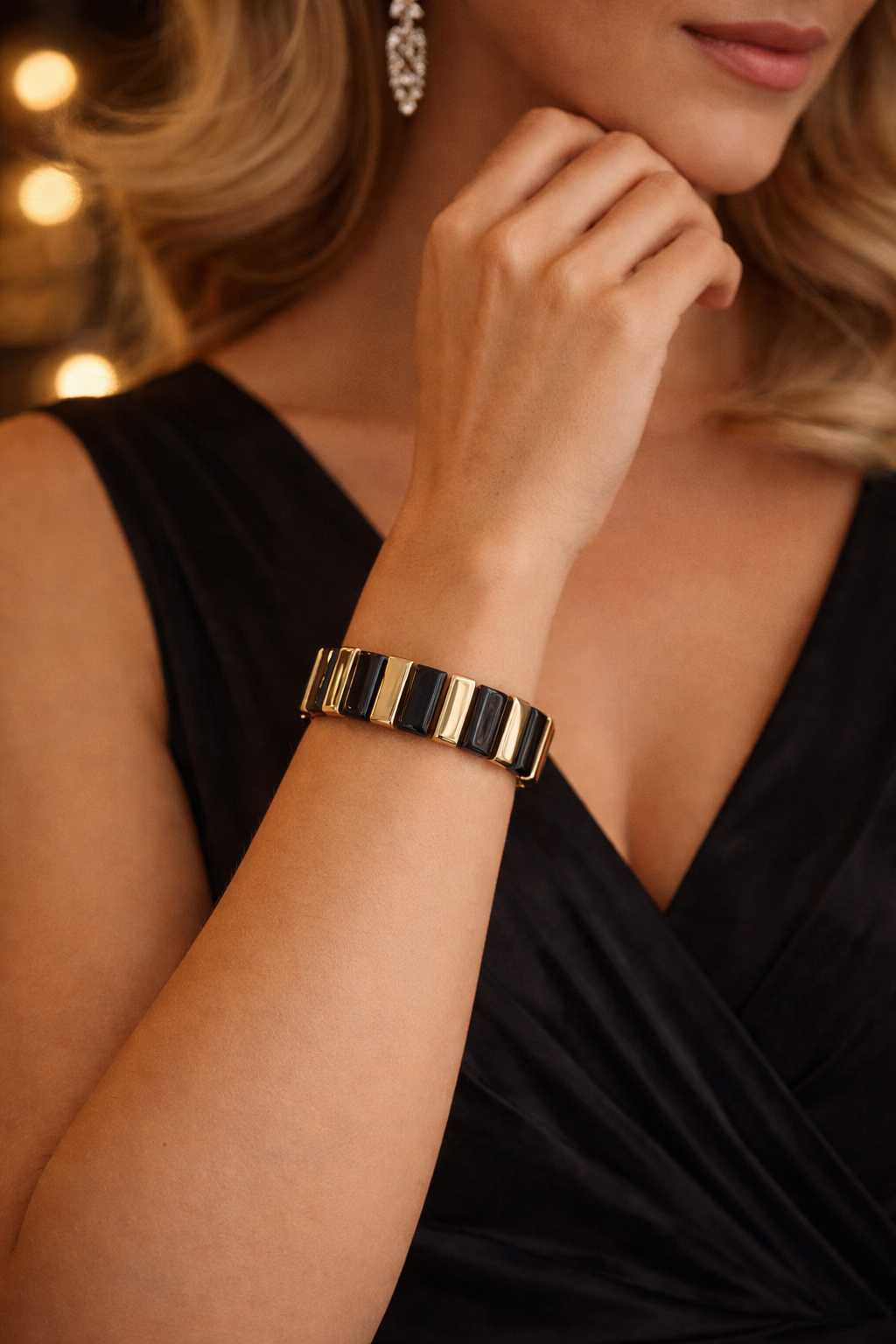 Amrband Stretch Goldfarben Schwarz kombinierbar Trend Style Modisch Nickelfrei Yehwang