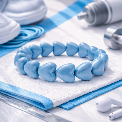 Armband elastisch Herzchen Hellblau Bunt Resin Yehwang