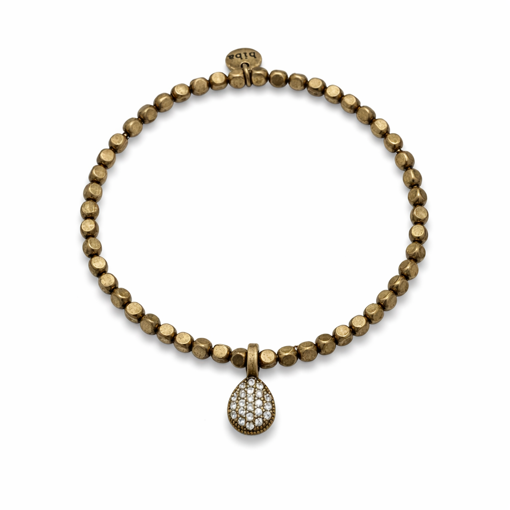 Armband Kupfergold mit Strass-Anhänger Tropfenform Trend Nickelfrei Biba