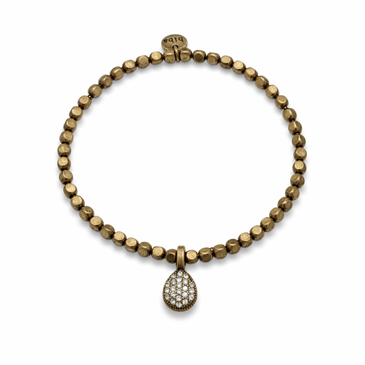 Armband Kupfergold mit Strass-Anhänger Tropfenform Trend Nickelfrei Biba