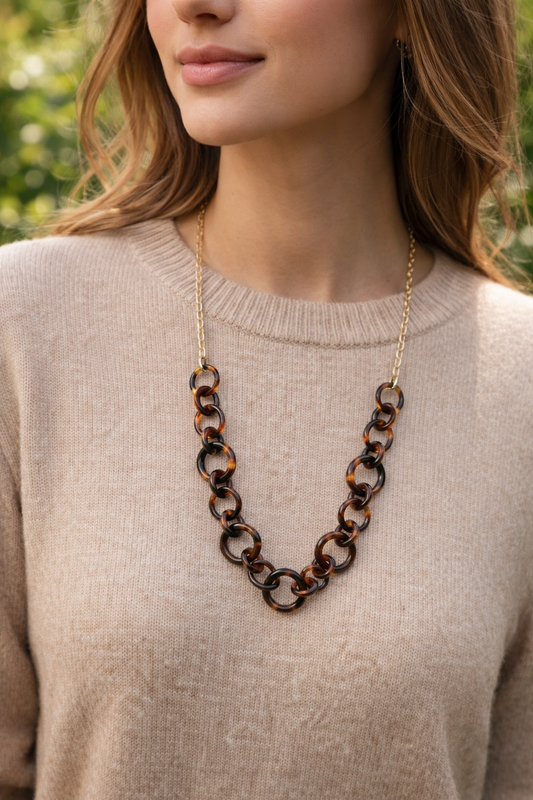 Halskette nickelfrei Braun goldfarben elegant Gala fest Modeschmuck Biba