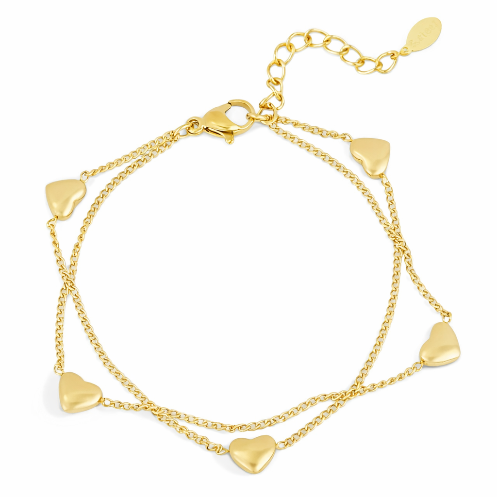 Armband „Lots of Hearts“ Silber- Goldfarben Doppelarmband filigran Herzchen Yehwang