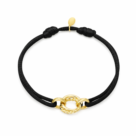 Armband "für immer vereint" Schwarz Goldfarbene Ringe Liebe Romantik Yehwang