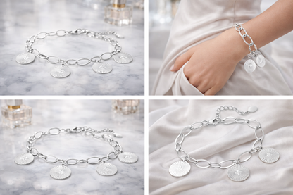 Armband 3 Münzen-Armband Silberfarben Kombinierbar Nickelfrei Yehwang