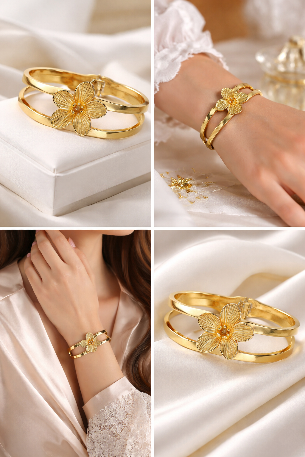 Armband Klapp-Armband Goldfarben Blumen kombinierbar nickelfrei Cosmos