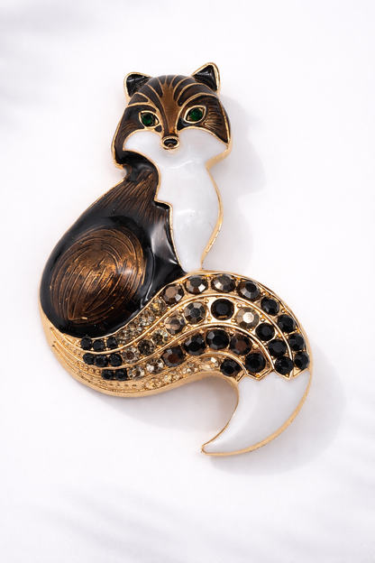 Brosche Schlaui Schlaufuchs Farben Wald Tiere Straß Modeschmuck