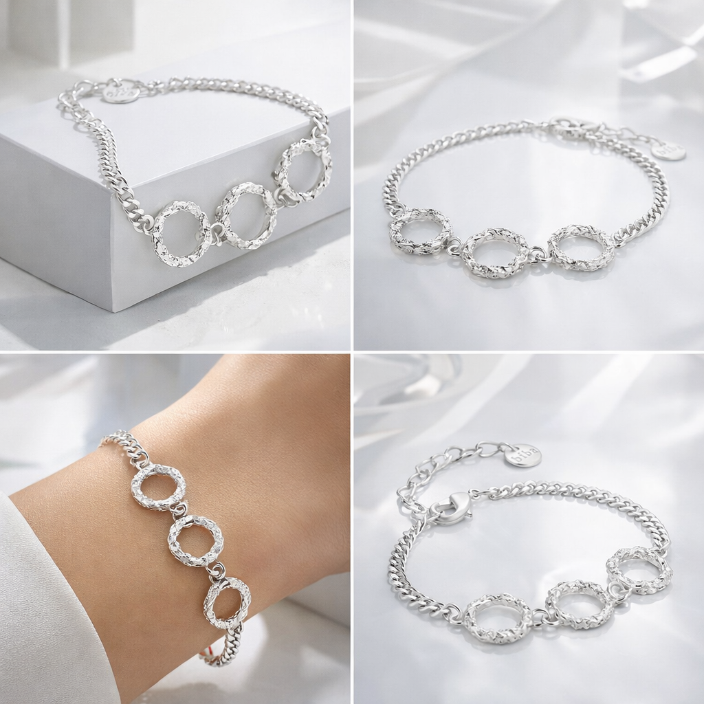 Armband "3 silver Rings" Elegant filigran Stilvoll Nickelfrei Biba