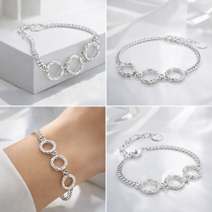 Armband "3 silver Rings" Elegant filigran Stilvoll Nickelfrei Biba