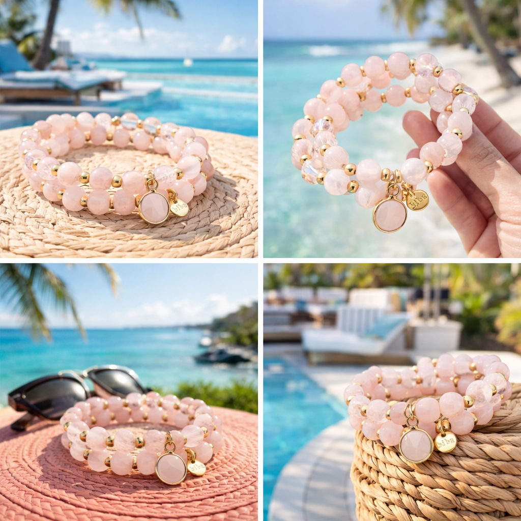 Armband Doppel-Armband Hellrosa Urlaub Strand Party Freizeit Biba