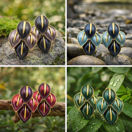 Ohrringe Emailliert vier Blättern nickelfrei Ohrstecker Natürlich Amorino