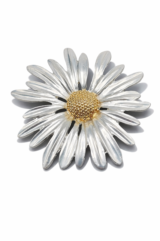 Brosche Vintage Gänseblümchen margeritte blume silberfarben biene wiese natur