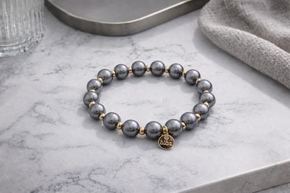 Armband elastisch Grau  Goldfarben 2 Größen nickelfrei Trend  Biba