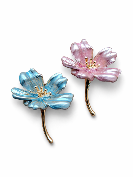 Brosche Vergissmeinnicht Rosa Blau Blume Blümchen Kragen Anstecknadel
