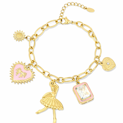 Armband Charm-Armband bunte Tänzerin Silber- und Goldfarben Nickelfrei Yehwang