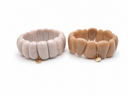Armband Aryrl Beans in Dreieckig Oval Beige Creme Biba