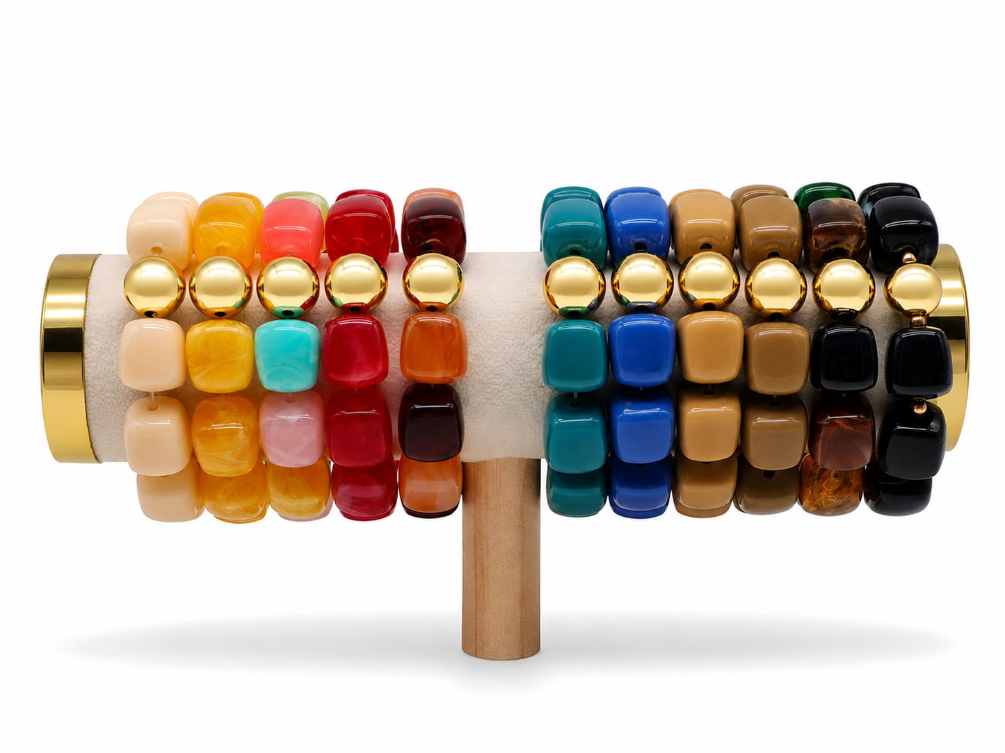 Armband Bricks Bunt elastisch Rot Gelb Schwarz Petrol Grün Goldfarben