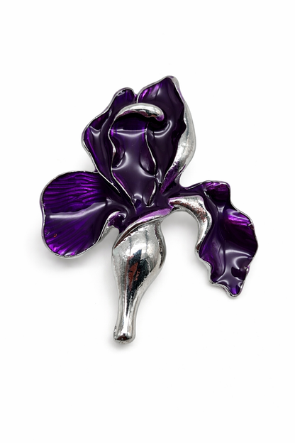 Brosche Irisblume Iris Lila Bordeaux Modeschmuck Blumen Blüte