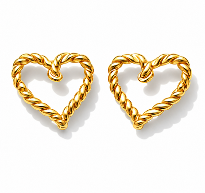 Ohrstecker Gedrehte Herzohrringe nickelfrei herz liebe Romantik Yehwang