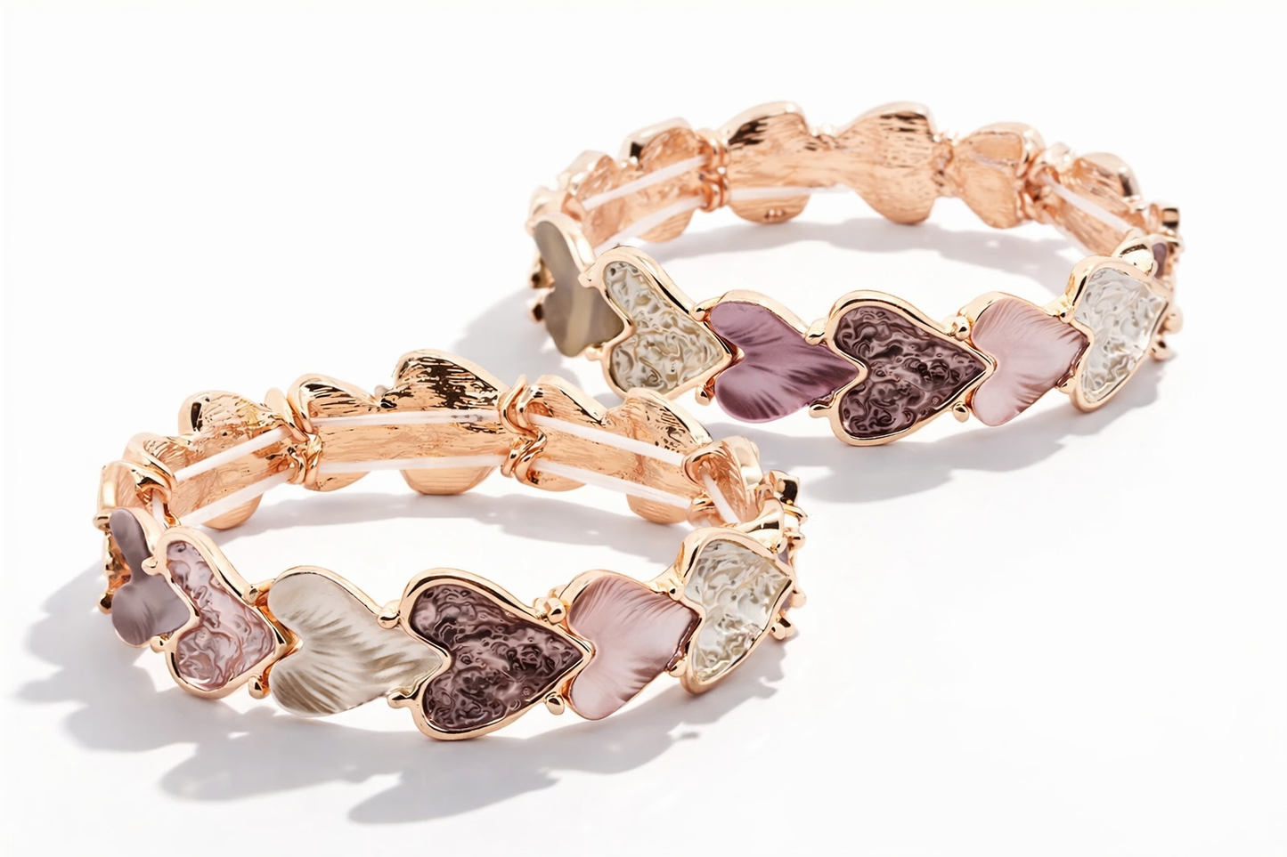 Armband elastisch herzen Liebe Kaffee Altrosa Romantik Nickelfrei Amorino