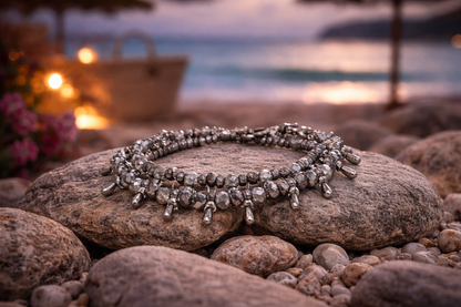 Armband 3-fach AArmband 3-fach Armband Tropfenarmband Grau-töne Ibiza Trend Bibarmband Tropfenarmband Grau-töne Ibiza Trend Biba