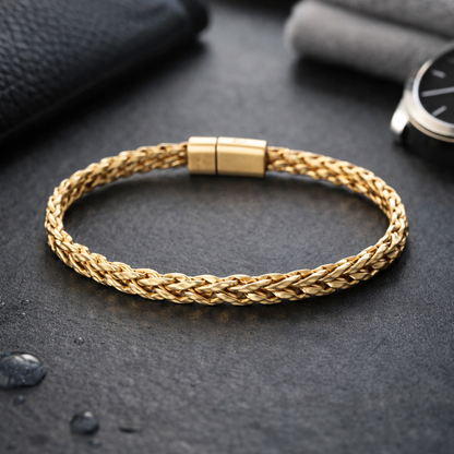 Armband Gliederkette burnished gold Unisex geflochtenen Glieder Nickelfrei Biba