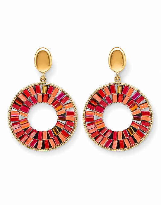 Ohrhänger Ohrringe Goldfarben Rot Orange Crystal Statement Nickelfrei Wauw
