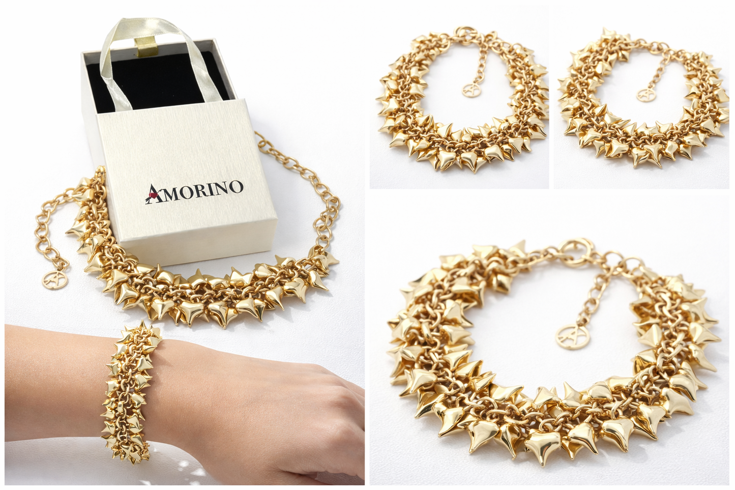 Armband Tausend Herzchen Goldfarben Liebe Statement Romantik Amorino