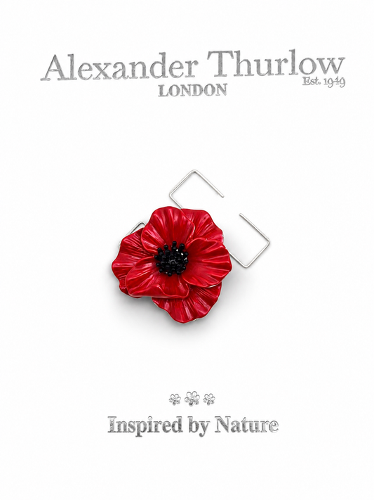 Brosche Anstecknadel Pin mit roter Mohnblume Papaver Rot Blume