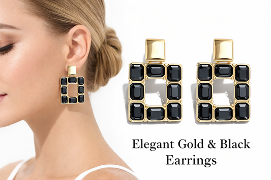 Biba Ohrringe ohrhänger goldfarben nickelfrei schwarz acryl elegant modeschmuck