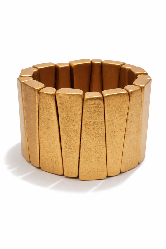 Armreif Holz Goldfarben 5,5 cm Breit Modern Klassisch Trend Cosmos