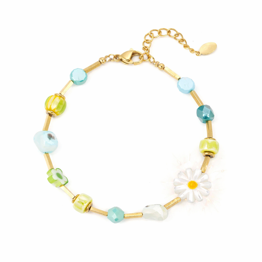 Armband Farbenfrohes Armband Grüne Oase Frühling Gänseblümchen Nickelfrei Yehwang