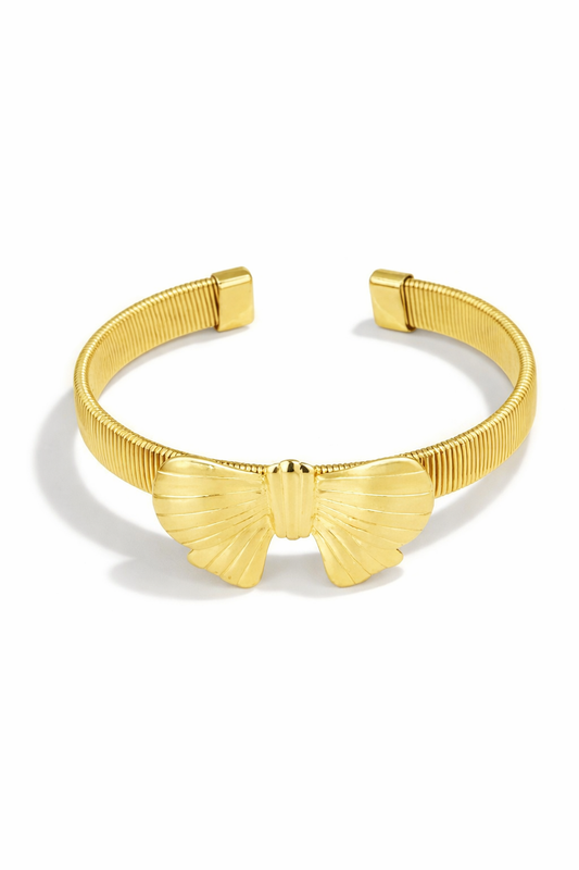 Armreif Schleife One-Size Goldfarben Statement Geschenk Armband Yehwang