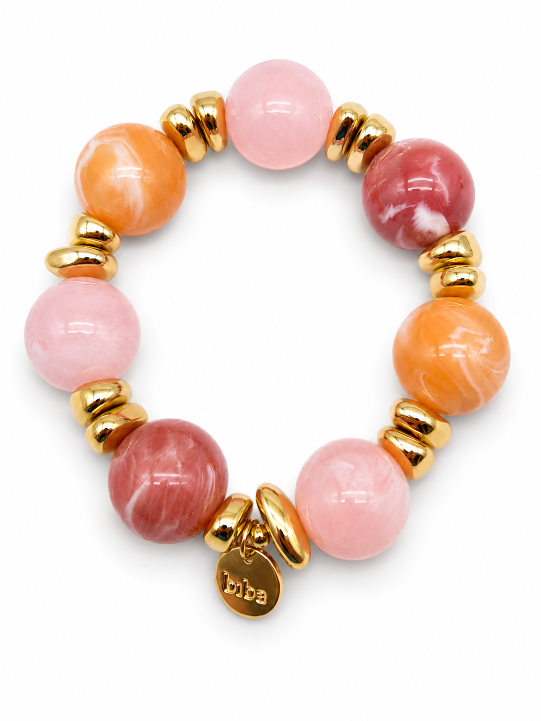 Armband Farben Treasures Space Beads elastisch Nickelfrei Biba Goldfarben