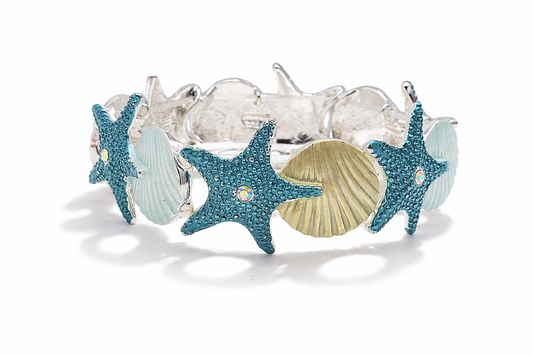 Armband elastisch Blau Türkis Emaille nickelfrei Sommer Urlaub Amorino