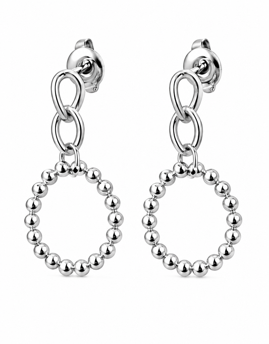 Ohrstecker Glied Kreis Silber Edelstahl nickelfrei Trend Stilvoll Elegant Yehwang
