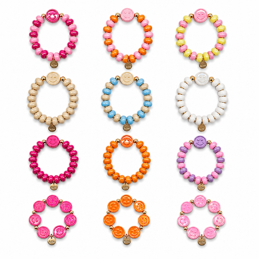 Armband Smiley elastisch bunte Süßigkeiten Candy Biba Rosa Pink Orange Lila