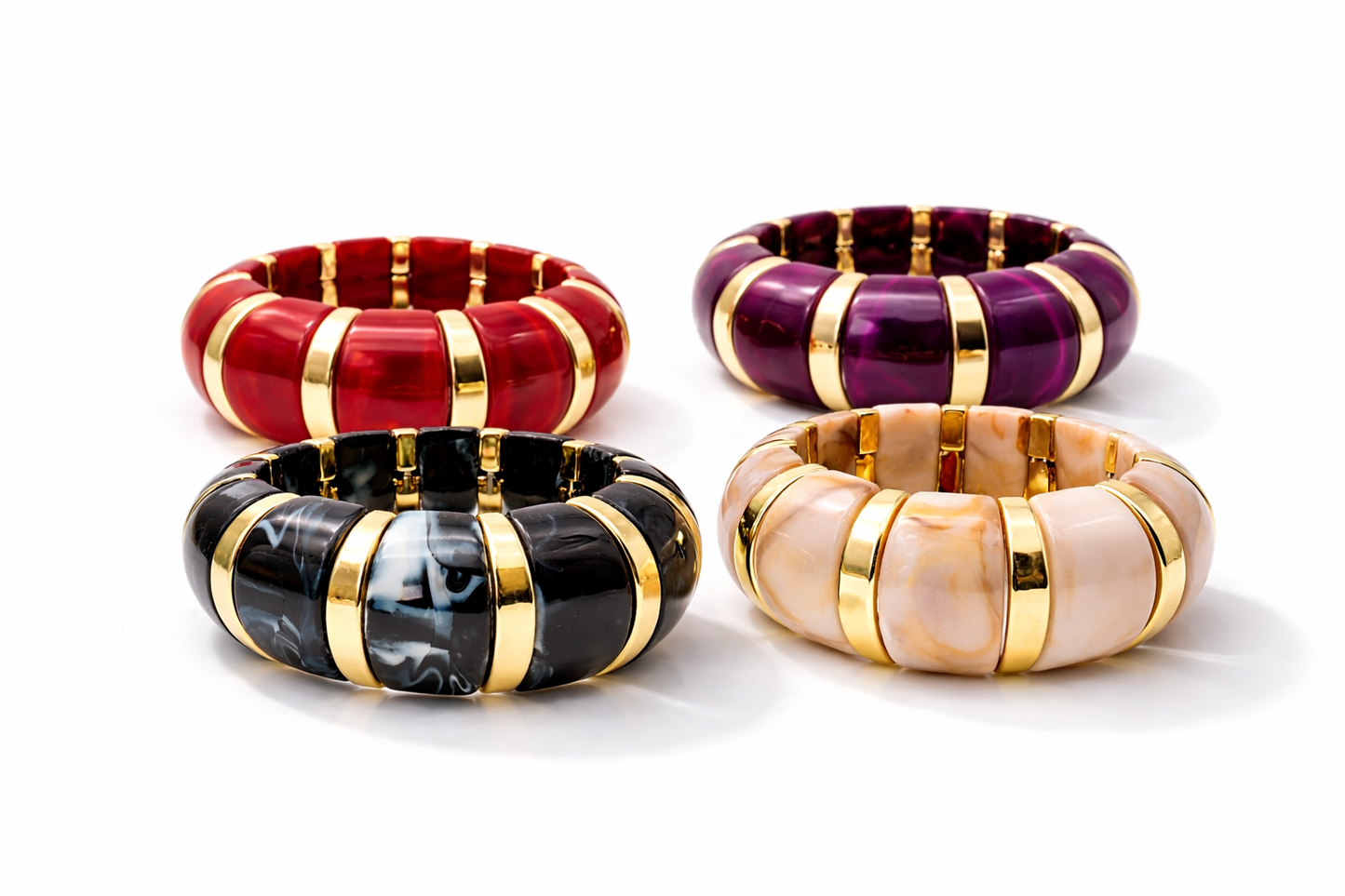 Armbänder Goldfarben Schwarz Pink Lila Marmor Look Nickelfrei Cosmos